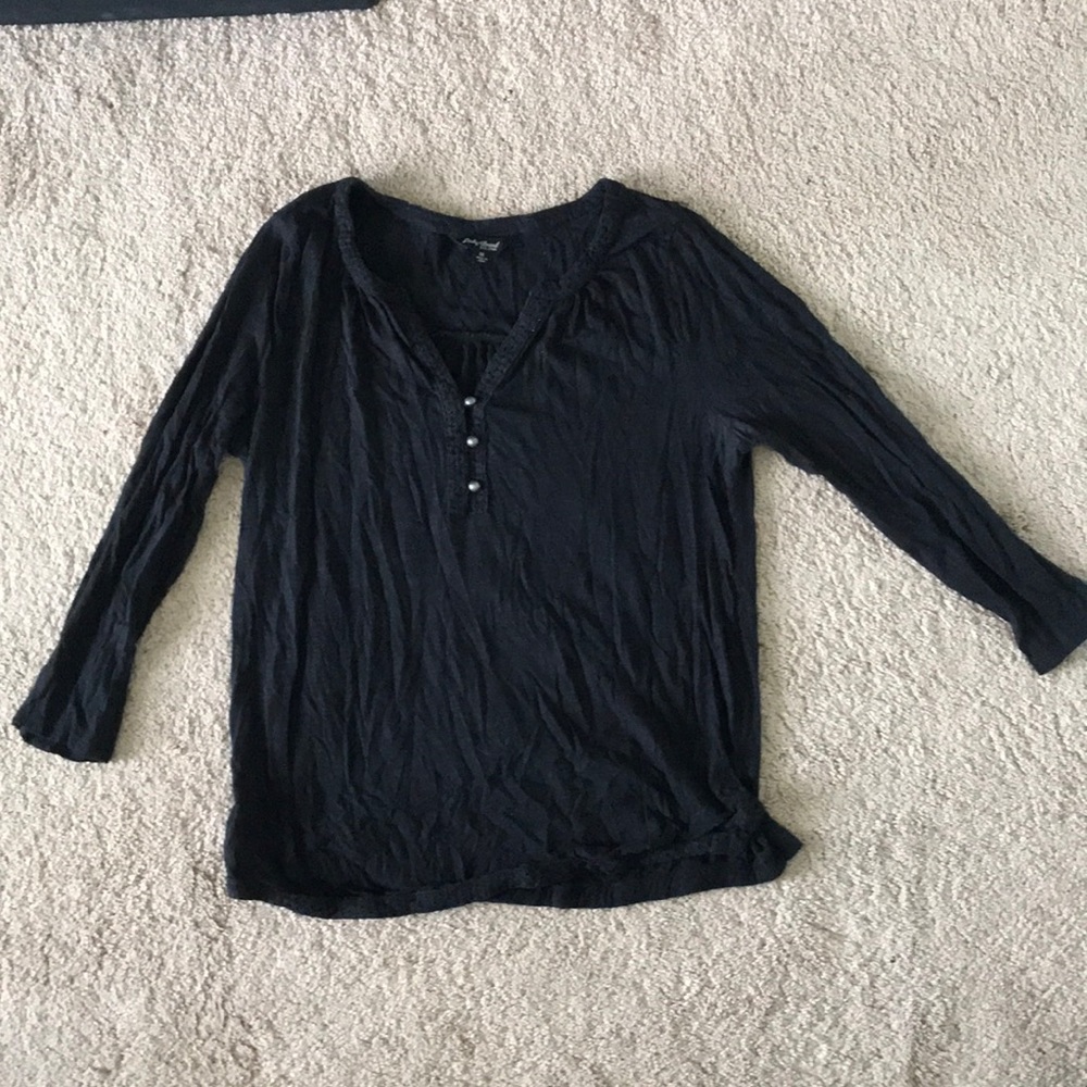 CLOSET CLEAROUT Black 1/4 sleeve lucky brand shirt